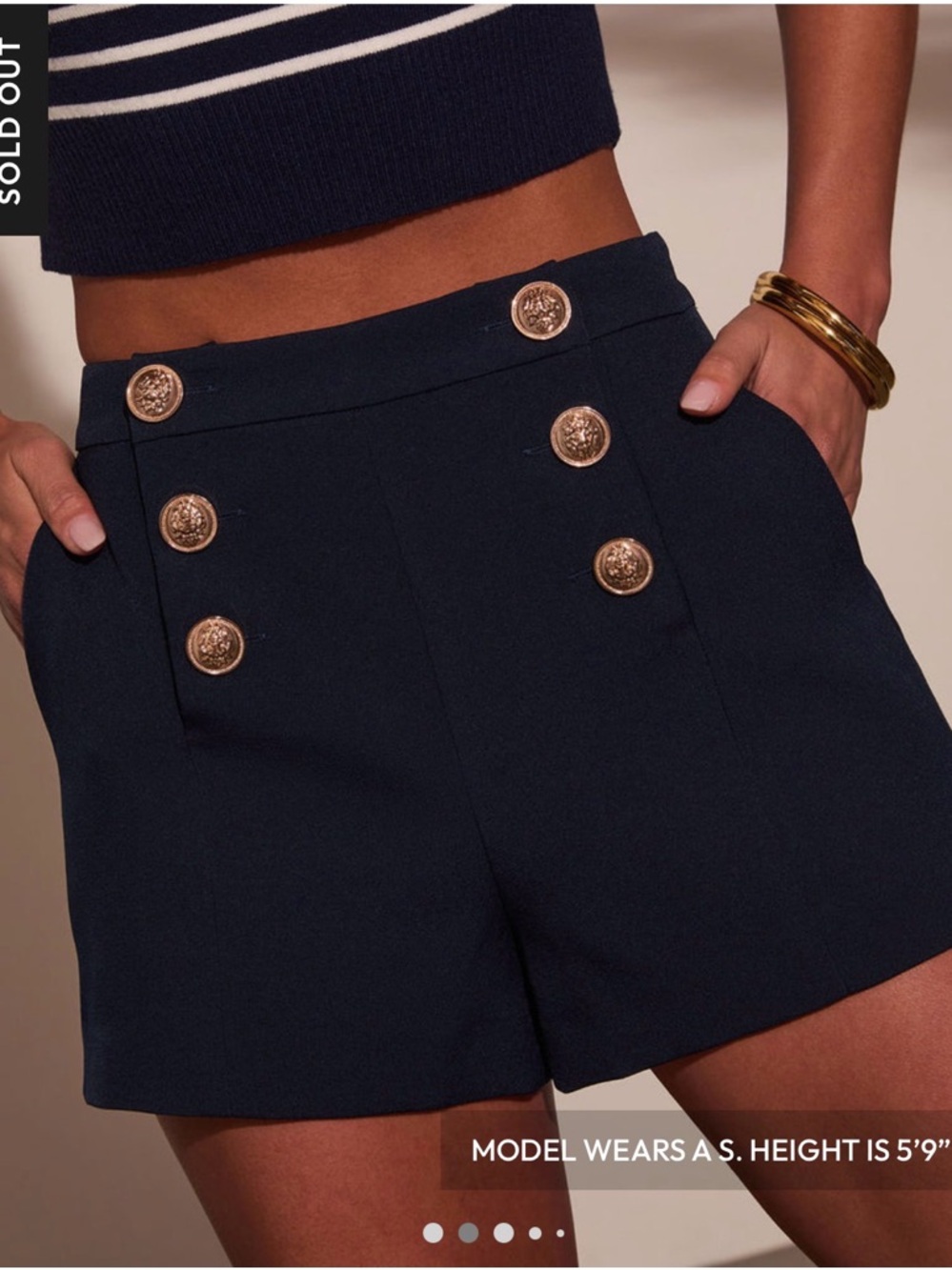 High-Rise Navy Sailor Button Shorts
